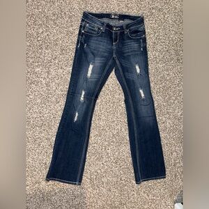 VINTAGE SOUNDGIRL dark wash mid rise boot cut jeans with crosses || Y2K 2000’s